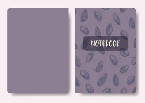 Violet cocoa beans notebook template Stock-Illustration