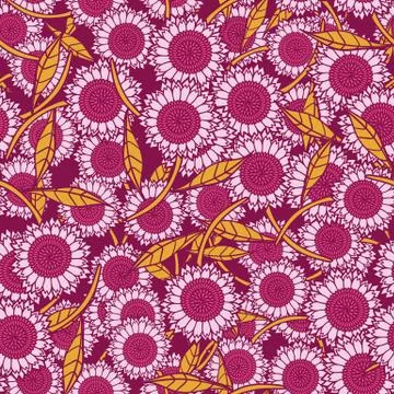Violet colored flowers seamless vector pattern Illustrazione stock