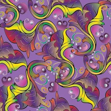 Violet colorful baroque seamless pattern. Floral vector backgrou イラスト素材