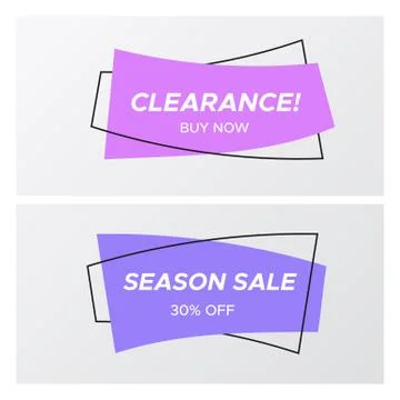 Violet colors flat curved rectangle sale sticker Stock Illustration