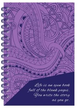 Violet cover zen tangled design of the notebook Stock Illustration
