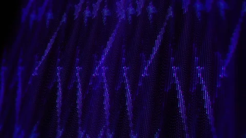 Violet cyber matrix stream visual glowing vertical data lines, dotted particle s Stock Footage 340572595