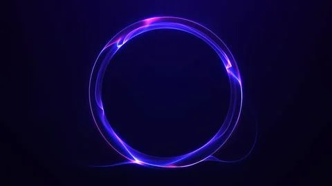 Violet cyber ring with dark copy space for AI network visualization, futuri.. Stock Illustration