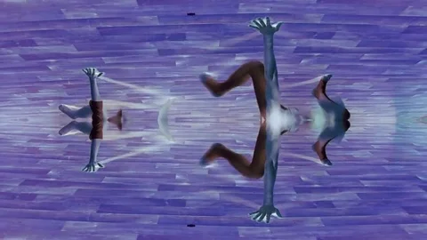 Violet Dance With Mirrored Colored Effects For Clip Or For Music Clip Stock Footage 82480020