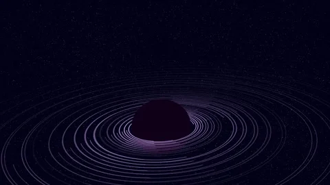 A violet dark ball with luminous lines moving around it against a background of Stock Footage 282471068