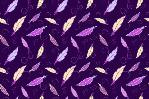 Violet dreamy feather pattern Stock Illustration
