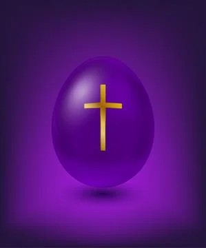 Violet Easter Egg with Golden Cross Stock Illustration