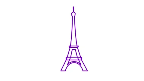 Violet Eiffel Tower white Stock Footage 264475497