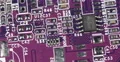 Violet Electronic Board Digital Circuits Microchips Schematic Diagram Background 4k or 4k+ Resolution