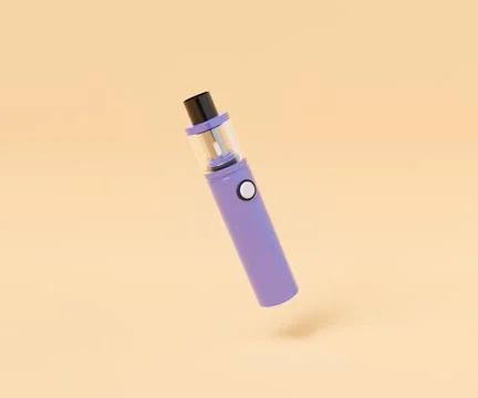 Violet electronic cigarette against yellow background Ilustração Stock