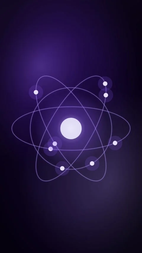 Violet Electrons Orbiting A Nucleus Vertical Seamless Loop Animated Background Stock Footage 344007323