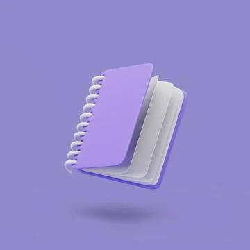 Violet empty notepad on pastel background. Simple 3d render illustration. Stock Illustration