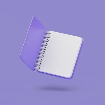 Violet empty notepad on pastel background. Simple 3d render illustration. Stock Illustration