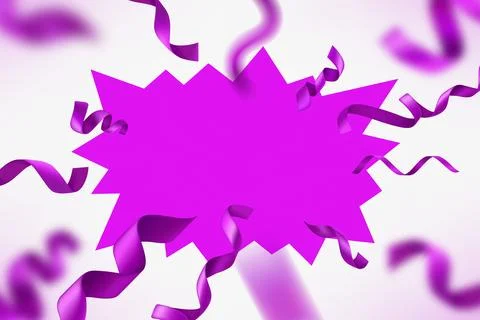 Violet flash frame with ribbons on white background. 3d vector illustration Stock Illustration
