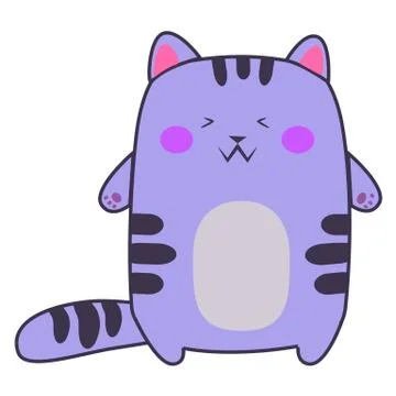 Violet flat cat Stock Illustration