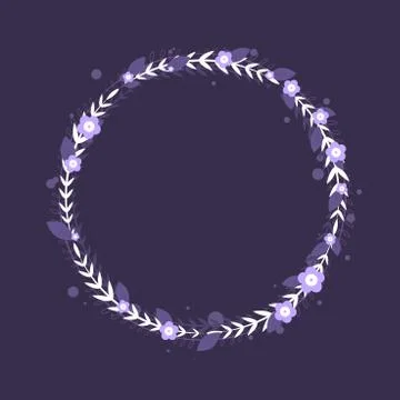Violet floral circle frame Stock Illustration