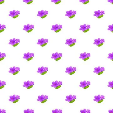 Violet flower seamless pattern on white background Stock Illustration