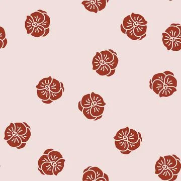 Violet flower spring glyph seamless pattern Stockillustratie