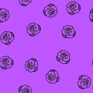 Violet flower spring vector seamless pattern 스톡 일러스트