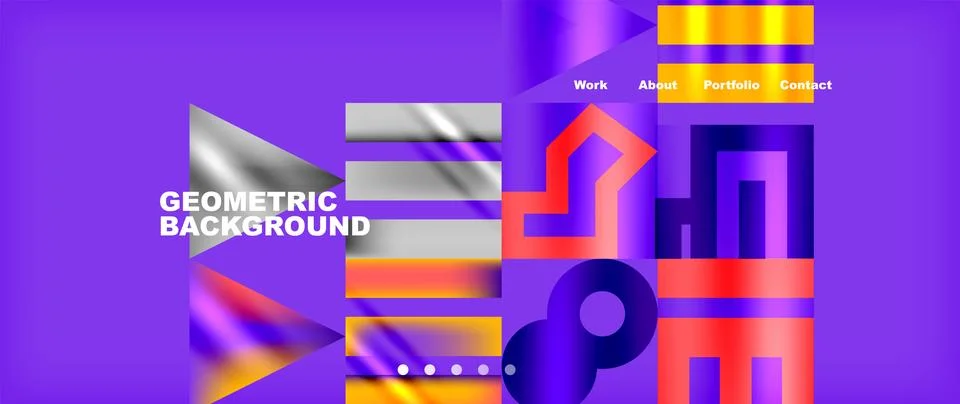 Violet font on purple rectangular background with geometric shapes and arrows イラスト素材