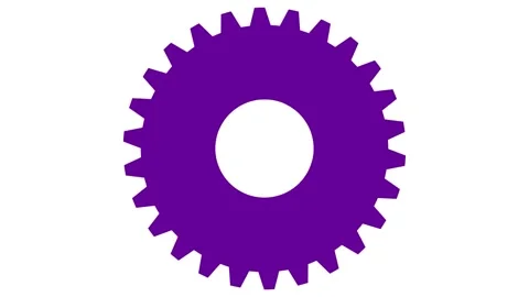 Violet gear spinning white Stock Footage 239996158