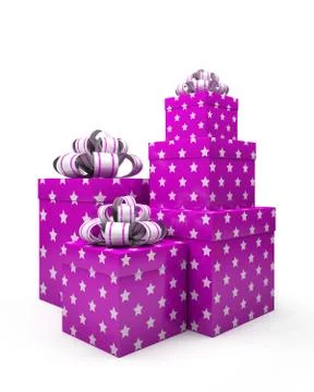 Violet gift boxes isolated on white backgroung Stock Illustration