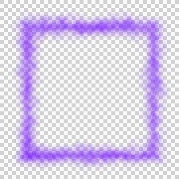Violet glowing smoky square frame with transparent background Stock Illustration