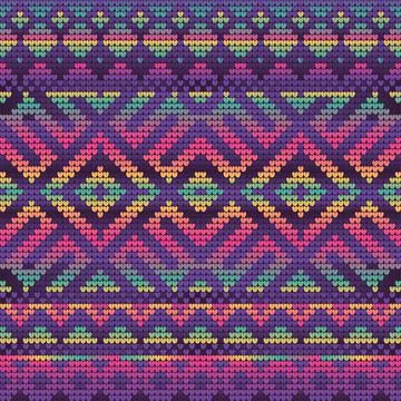 Violet Gradient Colors Pattern of Christmas Knitting イラスト素材