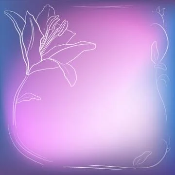 Violet gradient - Greeting card - decor vector illustration with lily Stock Illustration