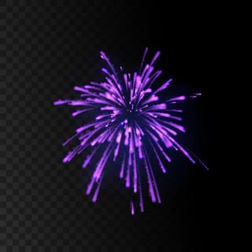Violet graphic firework explosion shapes isolated on black. Stock Illustration
