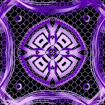 Violet greek 3d vector seamless pattern. Modern geometric grid background Stock Illustration