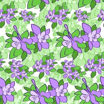 Violet Green Flower Seamless Pattern Vector Illustrazione stock