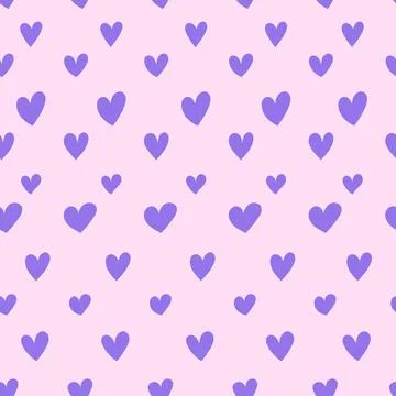 Violet heart seamless pattern in flat style. Cute vector illustration. Endless Stock Illustration