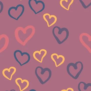 Violet hearts seamless vector tile. Valentines day background. Flat design Illustrazione stock