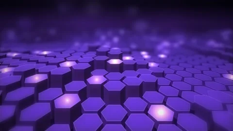 Violet Hexagon Plateaus Of Lit Cells In A Rolling Swell Stock Footage 343240646