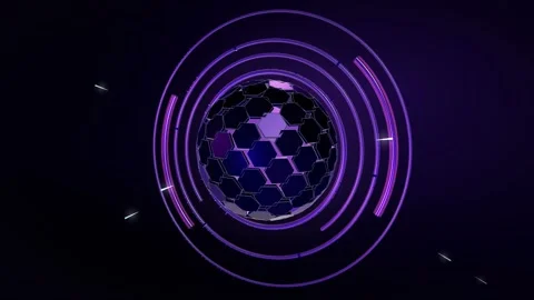 Violet Hexagonal Shield Dome With Graduated Dial Rings And Drifting Motes 스톡 동영상 342912858