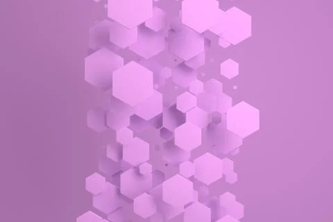 Violet hexagons of random size on violet background Stock Illustration