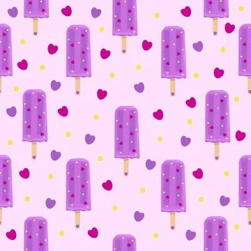 Violet ice cream, seamless pattern Stock Illustration