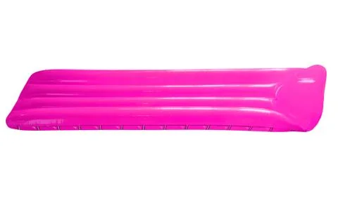 Violet inflatable floating pool raft mattress isolated on white. Stock Photos