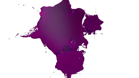 Violet ink droplet falls on the white surface. 3d render liquid like juice with Stock Footage