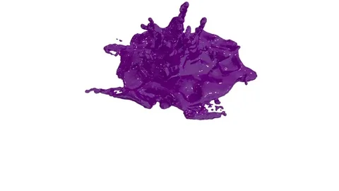 Violet ink droplet falls on the white surface. 3d render liquid with very high Stock Footage