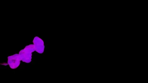 Violet ink spreading in the water on a black background. 3d render. voxel Video stock 70742902