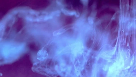 Violet Ink Veil With Thin White Stream in Liquid Experiment Stock Footage 345455235