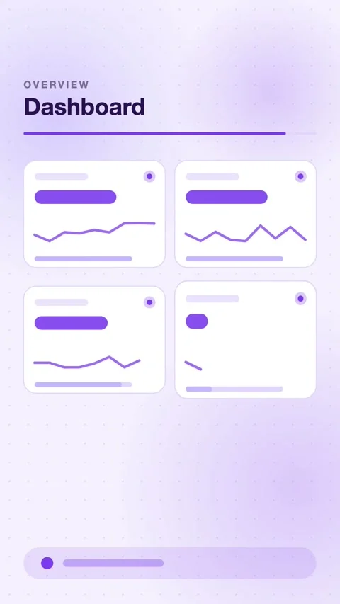 Violet KPI Tiles Flipping In Sequence Vertical Animated Background For Saas Stock Footage 343855019