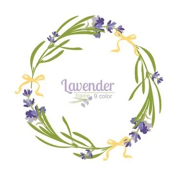Violet Lavender beautiful floral frames template in Stock Illustration