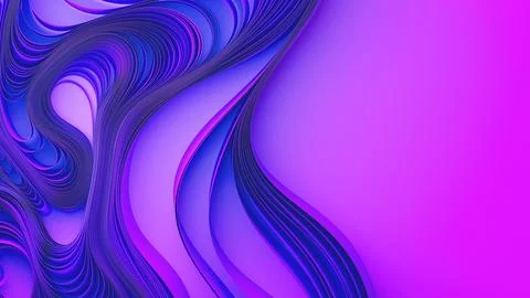Violet layers of cloth or paper warping. Abstract fabric twist. 3d render Stock Illustration