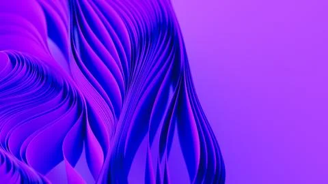 Violet layers of cloth or paper warping. Abstract fabric twist. 3d render Stock Illustration