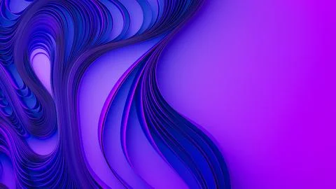 Violet layers of cloth or paper warping. Abstract fabric twist. 3d render Stock Illustration