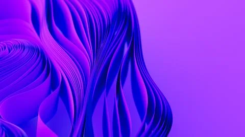 Violet layers of cloth or paper warping. Abstract fabric twist. 3d render Stock Illustration