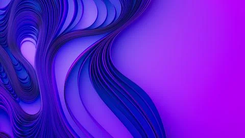 Violet layers of cloth or paper warping. Abstract fabric twist. 3d render Stock Illustration